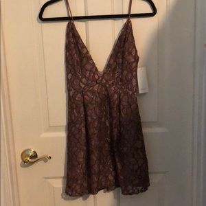 Pink lace skater dress